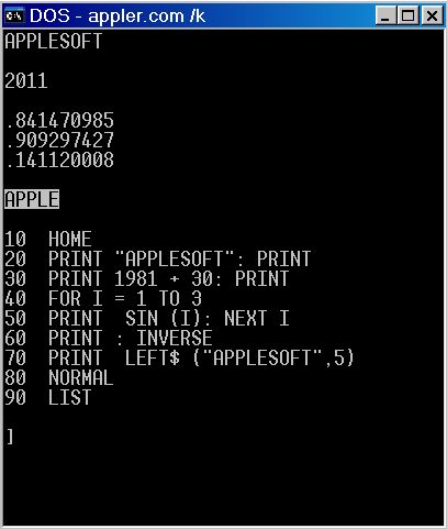 Appler Screen 2: Applesoft